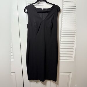 Ann Taylor Black V-Neck Sheath Dress Midi Sleeveless